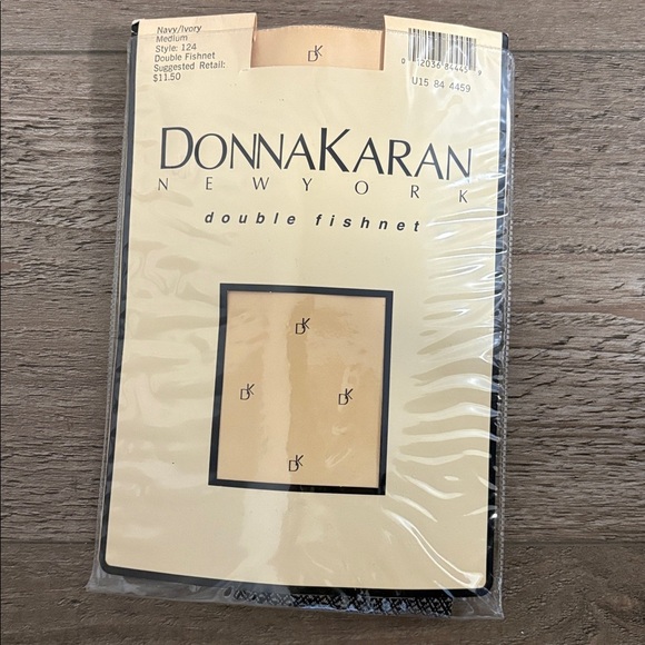 Donna Karan Accessories - Vintage Donna Karan Deadstock Navy Blue & Ivory Double Layer Fishnet Tights
